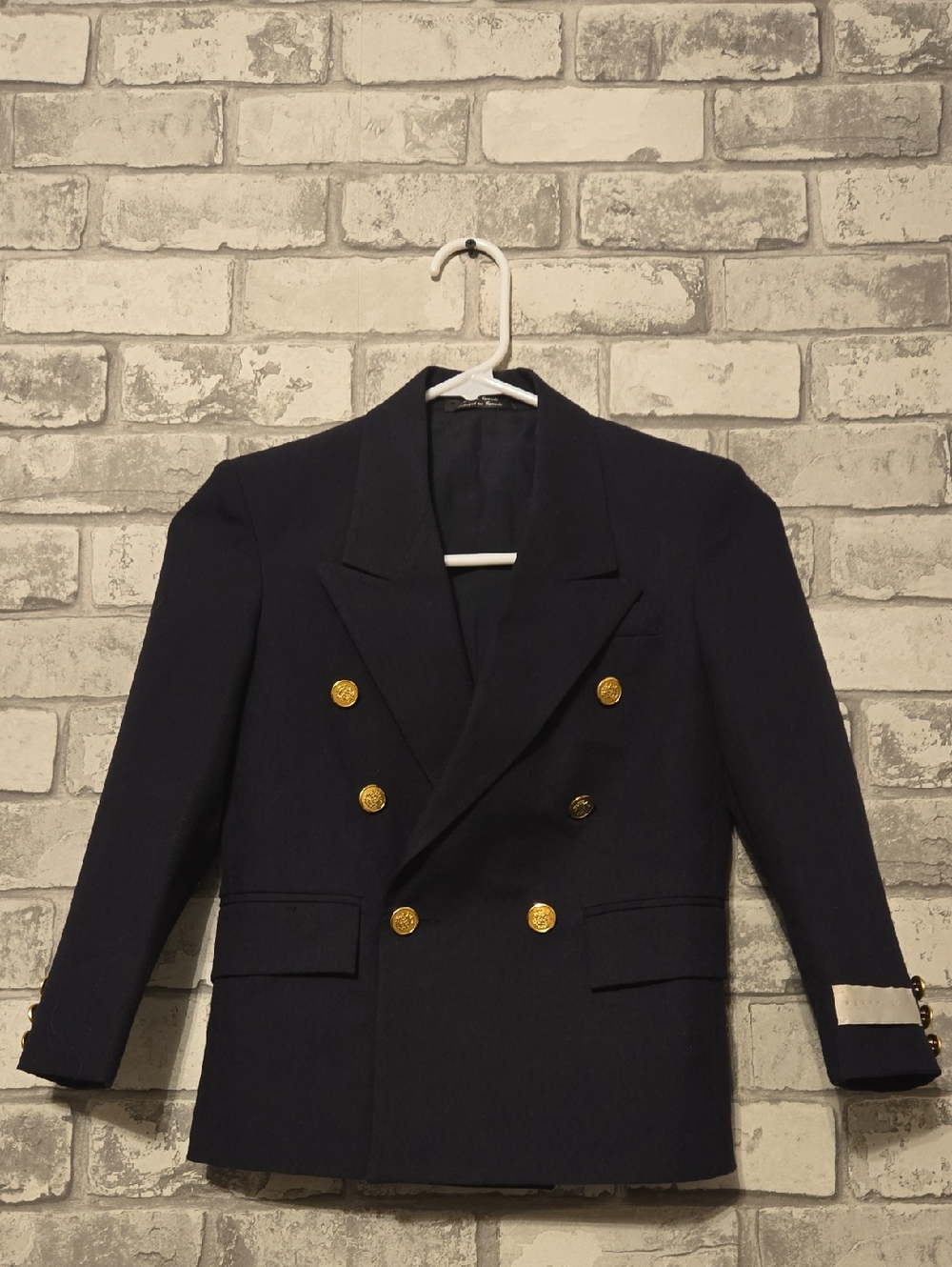 Perry Ellis Navy Double-Breasted Blazer with Gold Buttons